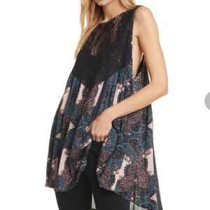 Free People Black Paisley "Count Me In" Trapeze NWT, size small